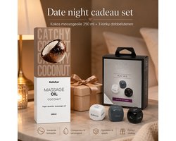 massage olie kokos 250 ml + kinky dobbelstenen – Satisfyer massageolie – cadeau voor koppels – date night spel – erotische gift set – Fifty Shades of Grey