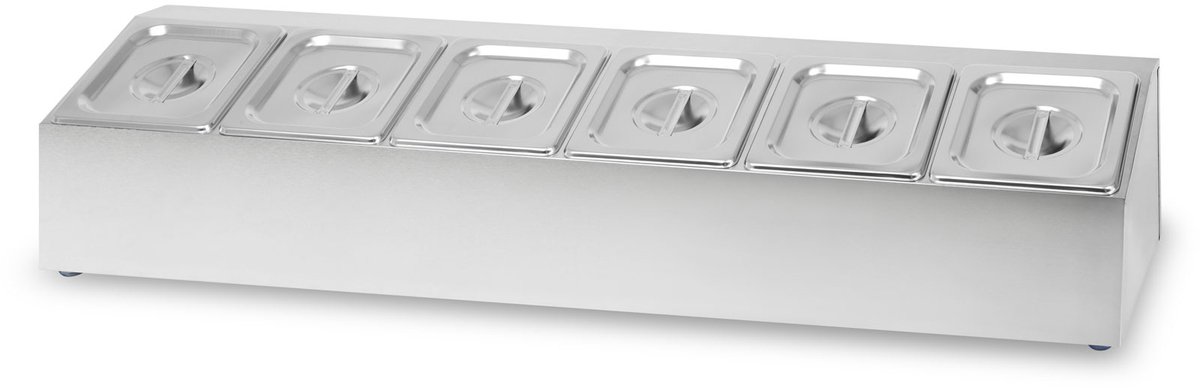 VERTES ingrediëntenbak 6 x 1/6 GN Gastronorm, roestvrij staal, 100 mm diep, hygiënisch, roestvrij, krasbestendig, temperatuurbestendig van -40° tot 300°C, geschikt voor bain-marie en veelzijdig gebruik in de horeca