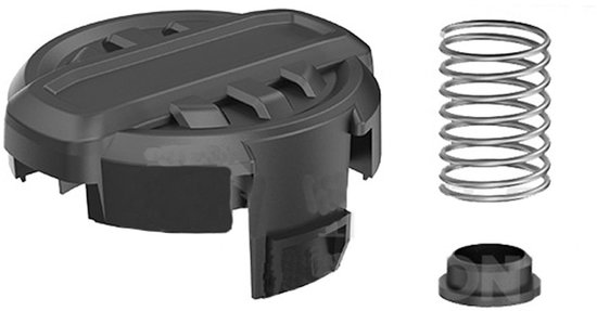 Zwarte trimmerkop met veer en dopje, compatibel met DeWalt.