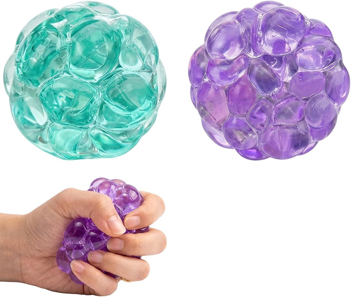 Slow Rising Squishy ijsblokjes - 2 stuks - Knijpbal - Fidget Squishy - Zachte Stressverlichtend Speelgoed - Anti Stress Speelgoed - Knijp Speelgoed - Langzame Squishy - Ice Cube Fidget Toys - Stress Relief Speelgoed - Angstverlichting - Groen+Paars
