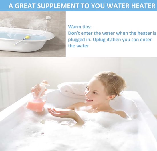 Elektrische Dompelverwarmer - 3000W - Dompelaar - Snelwaterverwarmer met Automatische Uitschakeling - Waterverwarmer - Zwembadwaterverwarmer - Reisdompelaar - Draagbare - Veilig & Duurzaam - Voor Bad, Emmer & Voetenbad - Geel — afbeelding 2