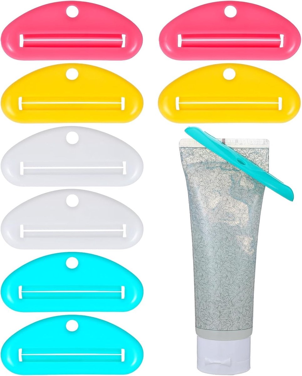 8-delige Tubenuitdrukkers Set voor Tandpasta en Crème - Handige Tubenrollers en Tubenpers voor Badkameraccessoires en Cosmetica - Compact en Lichtgewicht 9 x 3.8 x 0.5 cm