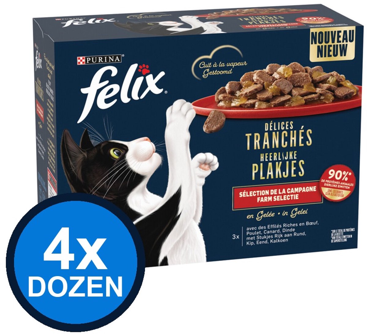 Felix Felix - Heerlijke Plakjes Farm Selectie in Gelei - Kattenvoer Natvoer - 960g