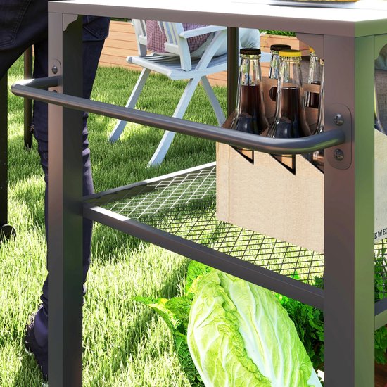 Joorly Buitenkeuken - BBQ Standaard - BBQ Wagen - Grillwagen - Tafel op wielen - Metaal - Multifunctioneel - 105x50x79cm - Zwart — afbeelding 5