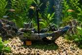 Aquarium Decoratie Piratenschip – Aquarium Ornament – Schuilplaats voor Vissen – 14,5 cm