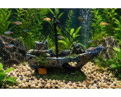 Aquarium Decoratie Piratenschip – Aquarium Ornament – Schuilplaats voor Vissen – 14,5 cm