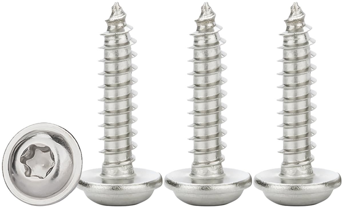 RVS Zelfborende Schroeven met Wasmachine M4x14mm, 50 Stuks, Geschikt voor Hout en Metalen Toepassingen, Torx Volledig Gewonden