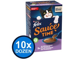 10x Felix - Sauce Time Kip & Zalm - Kattenvoer Natvoer - 240 g