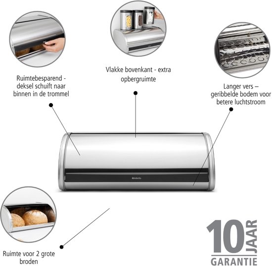 Brabantia Boîte à pain avec couvercle coulissant - Matt Steel