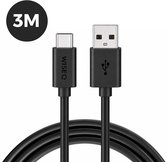 USB-C snellaadkabel 3 meter – USB A naar USB C kabel geschikt voor Samsung & Apple iPhone 17/16/15 – zwart – WiseQ