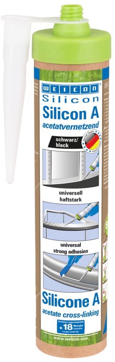 WEICON Green Tube Silicon A, 280 ml, zwart