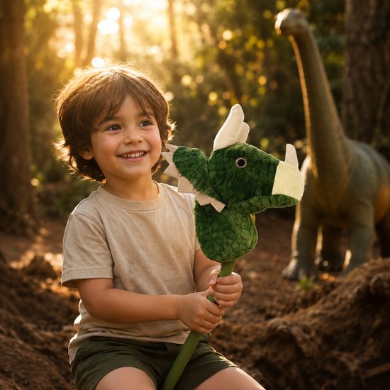 WAVE - Stokpaard dino - 78 cm - Stokpaardje - Dinosaurus - Stokpaarden - Hobby horse - Groen - Gerecycled polyester - vanaf 3 jaar van WAVE — afbeelding 2