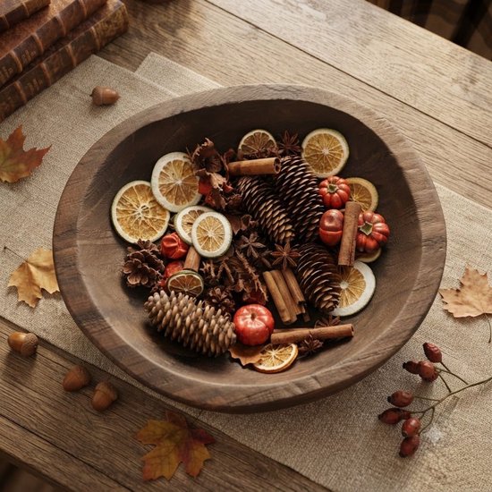 Geurende Herfst Strooidecoratie 200 gram – Potpourri - Natuurmix met Dennenappels, Gedroogde limoen schijfjes, pompoen, Kaneel & Steranijs - Gemengde natuurlijke decoratie voor herfst winter kerst