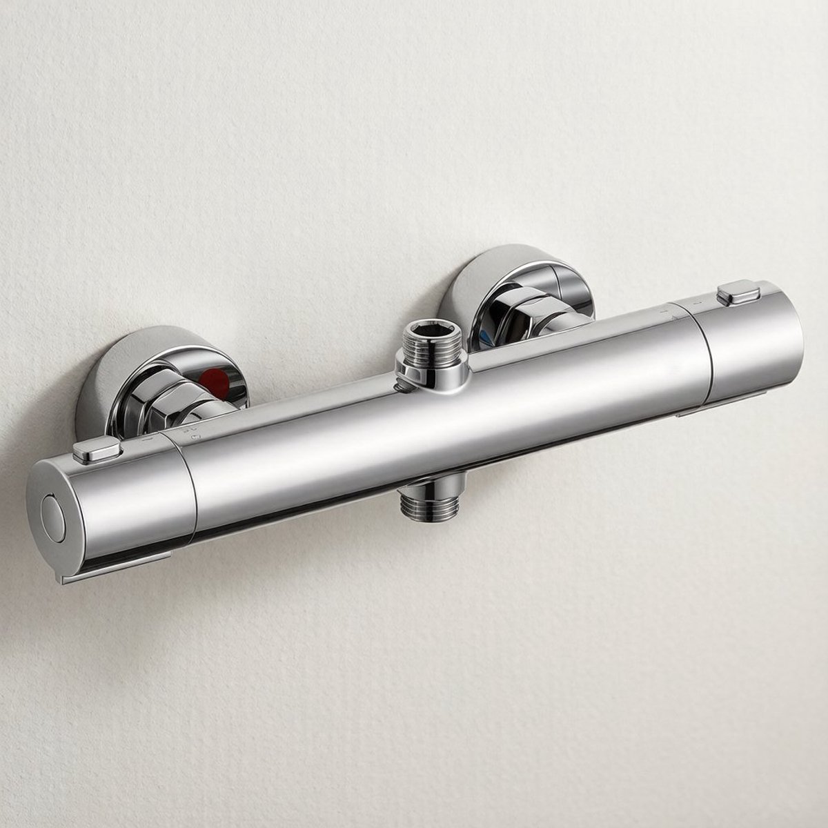 Auralum Max Thermostatische Douchekraan - Douchemengkraan met Dubbele Uitgang - 15 cm - Thermostaatkraan - Inclusief koppelingen - Waterbesparend - Chroom