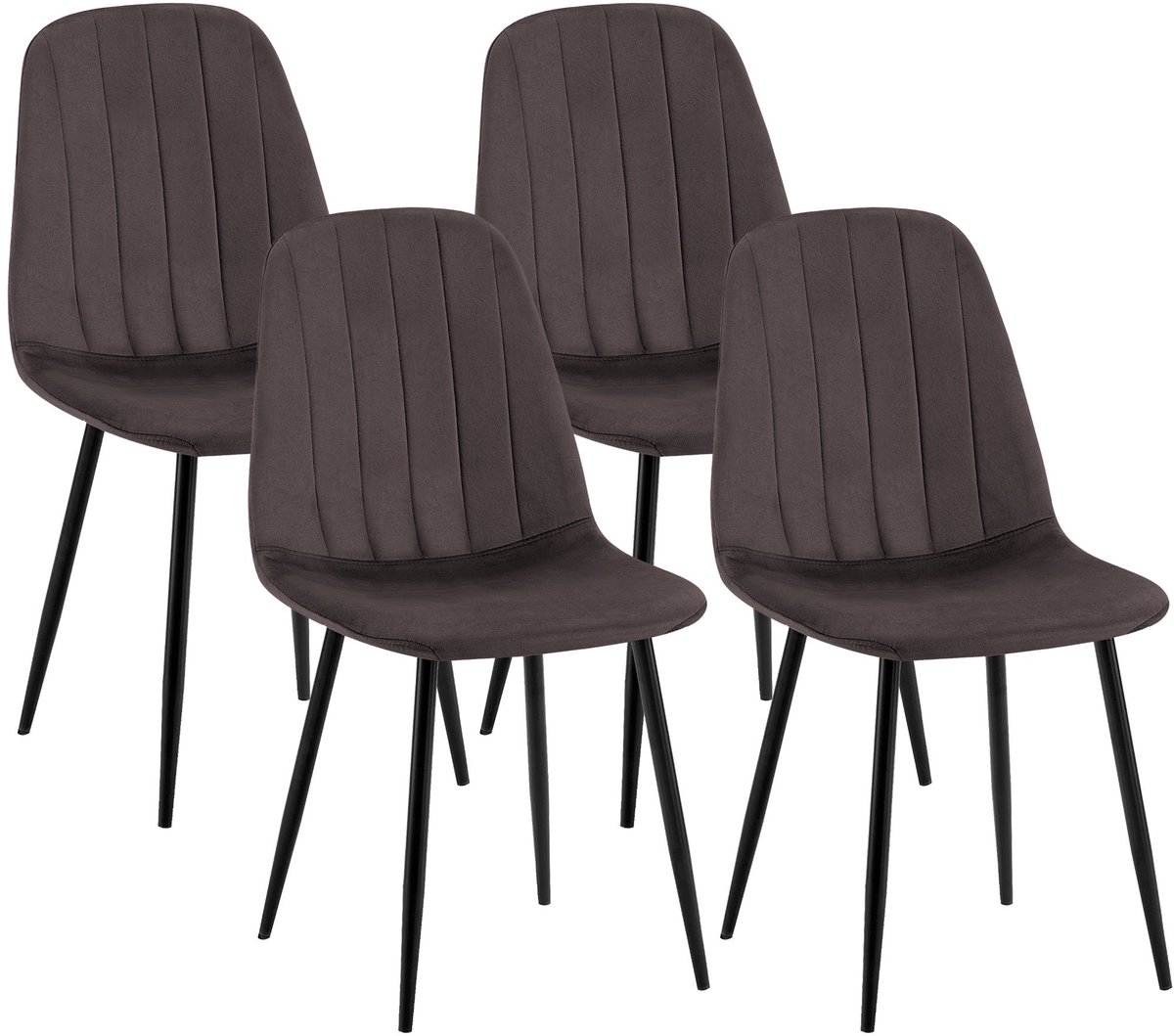CLP Baxter Set van 4 Eetkamerstoelen - Zwart Metalen Frame - Velvet - Fluweel/bruin