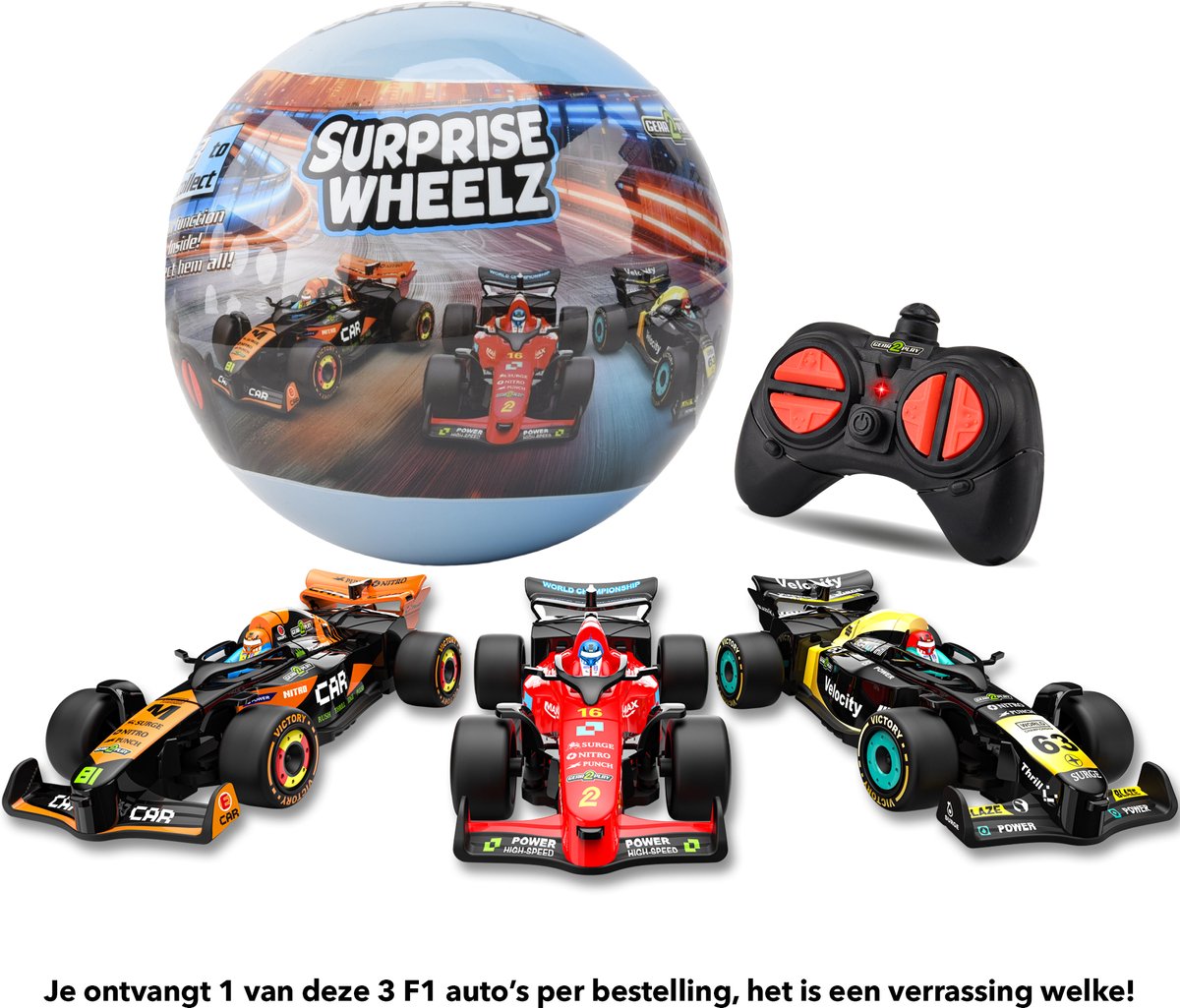 Gear2Play RC Surprise Wheelz F1 raceauto's - 3 te verzamelen