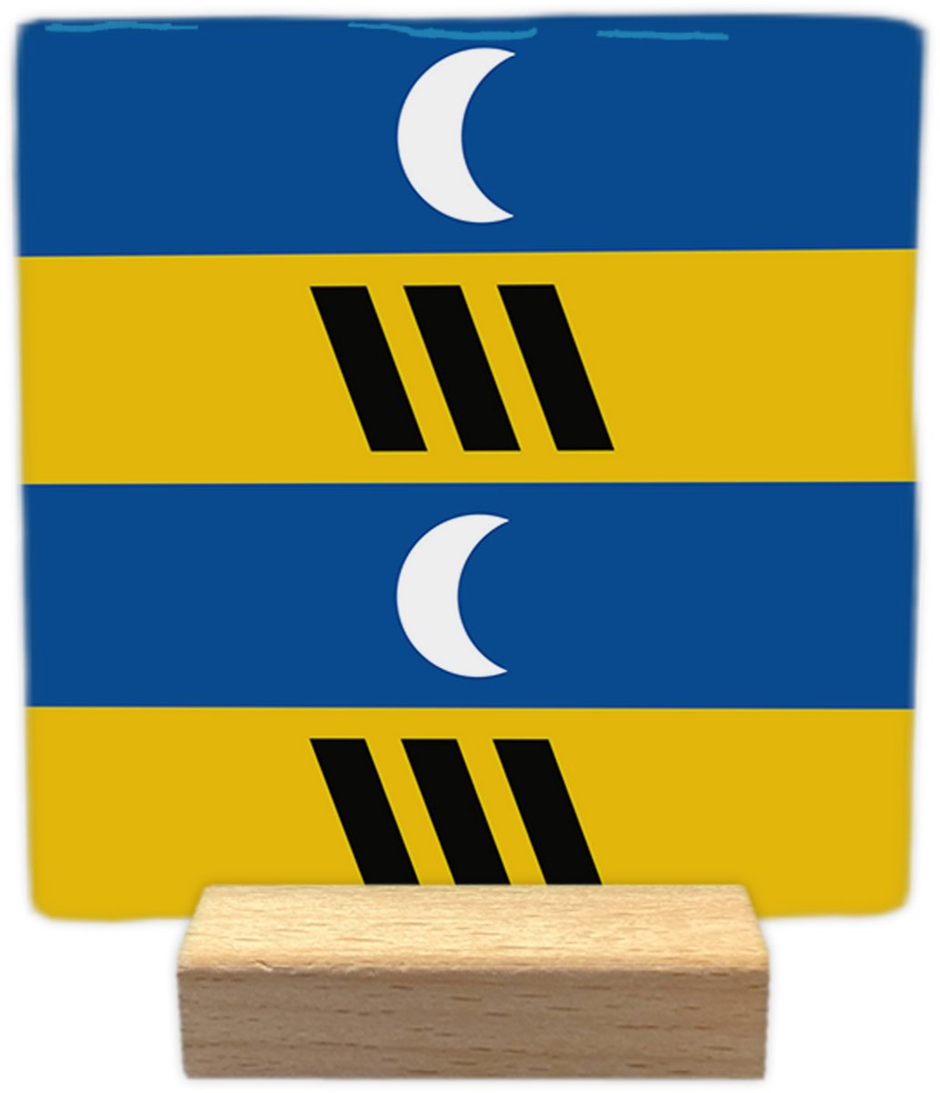 Ameland - Keramische decoratie tegel - incl. houten presenteerblok