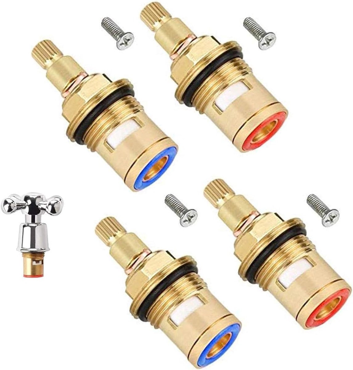 4 Stuks Keramische Kranen Cartridge Ventiel, Vervangingsventiel voor Waterkranen, Universele Kranen voor Thuis, Kantoor en Keuken