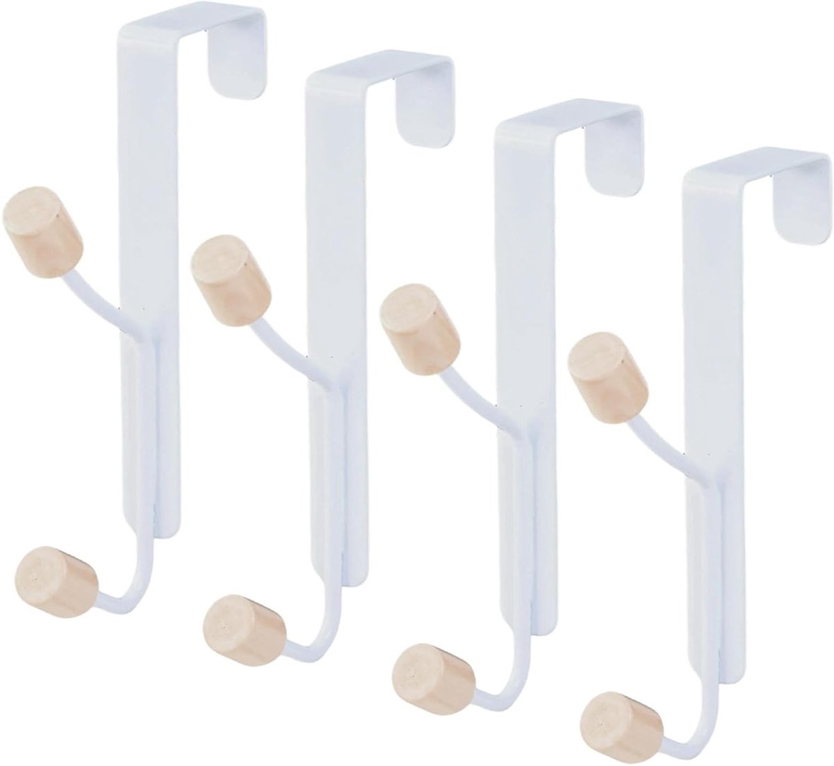 Deurhaken Set - Kapstok Haken - Ruimte Organiseren - Zonder Boren - 4 stuks - Wit