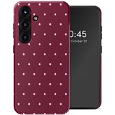 Coque Selencia - Compatible avec Samsung Galaxy S25 - Coque arrière - Happy Dots Burgundy