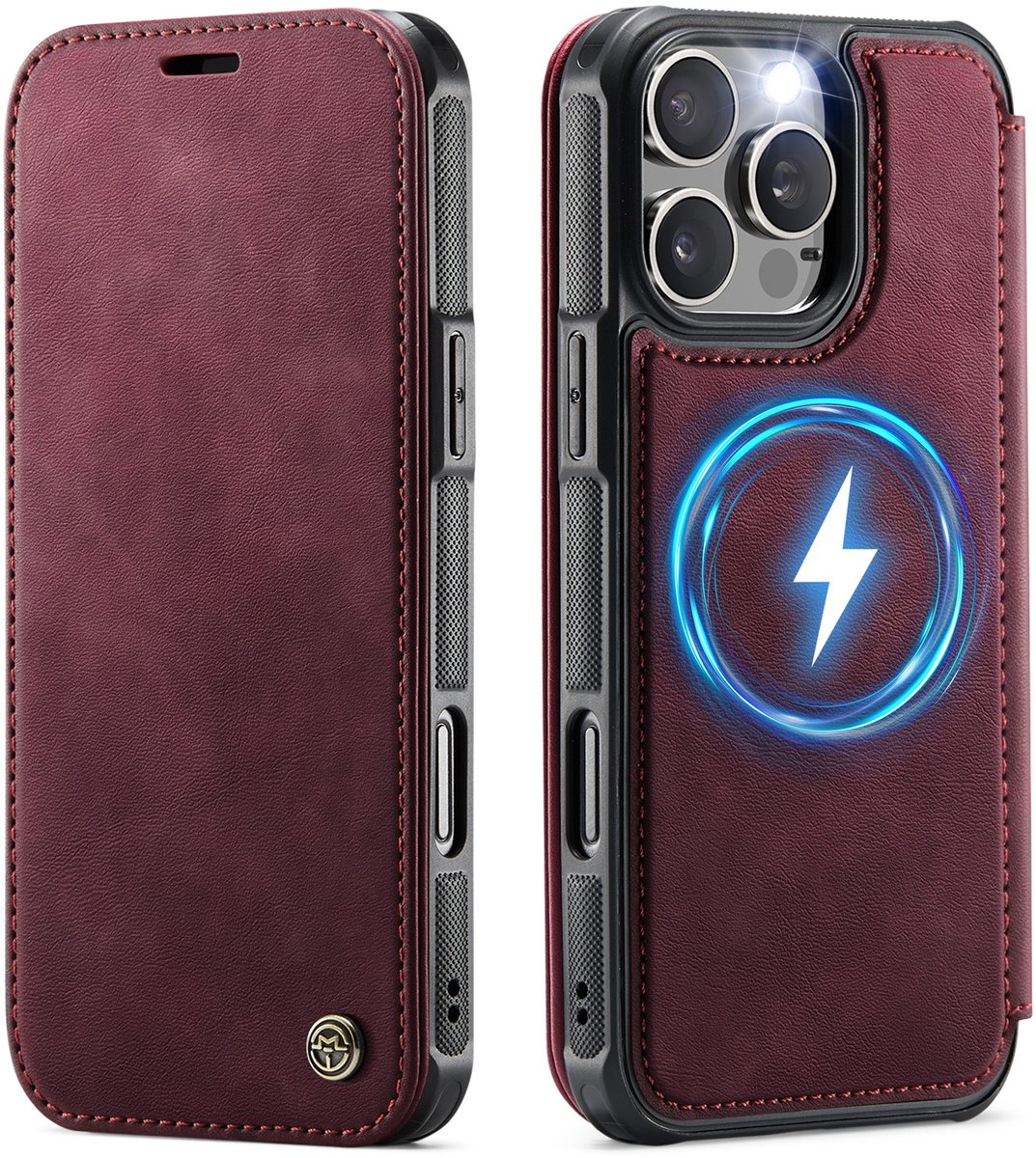 CaseMe Hoesje - Geschikt voor iPhone 14 Pro Hoesje - CaseMe 053 Slim Book Case - MagSafe Compatible - Rood