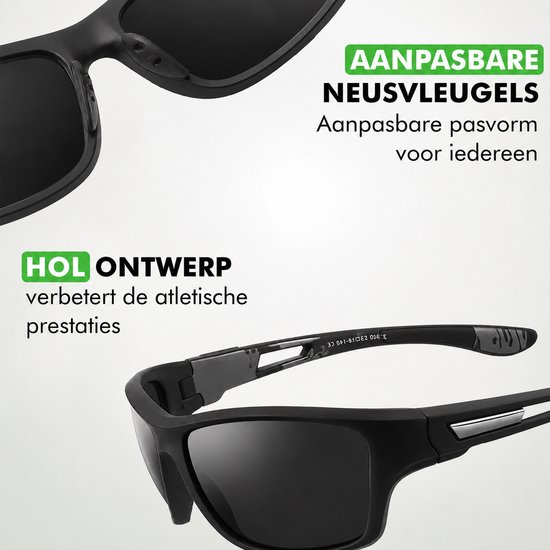 Travelhawk Zonnebril - Gepolariseerde Sportbril met UV400 Bescherming - Heren & Dames - Fietsen, Wandelen, Werk, Zwemmen & Wintersport - Fietsbril, Wielrennen & Sport - Zwart van travelhawk — afbeelding 4