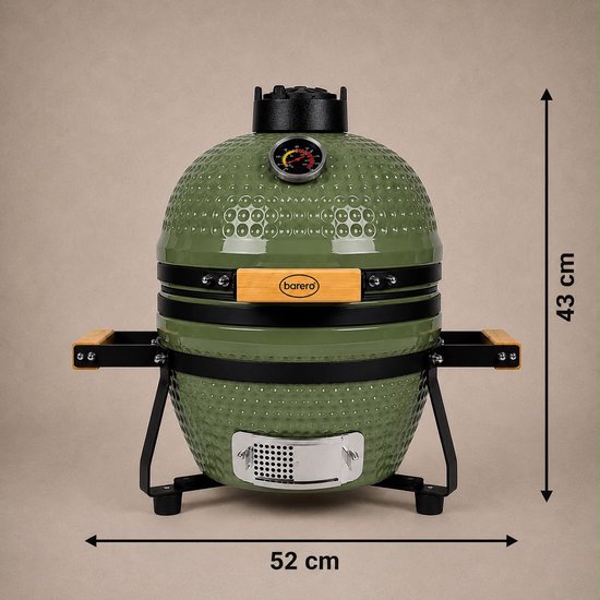 Barero Kamado BBQ - 13 Inch Houtskool Barbecue - Inclusief Onderstel - Egg met Accessoires - Groen - PFAS-vrij — afbeelding 5