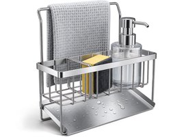 304 RVS Keuken Spons Houder - Afwas Spons Rek - Spoelbak Organizer - Keuken Gootsteen Opbergrek - Zeep en Spons Houder - RVS