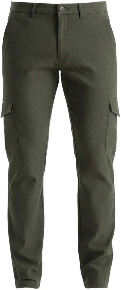 OMBRE Broek - regular fit - viscose - rits Donkere olijf M