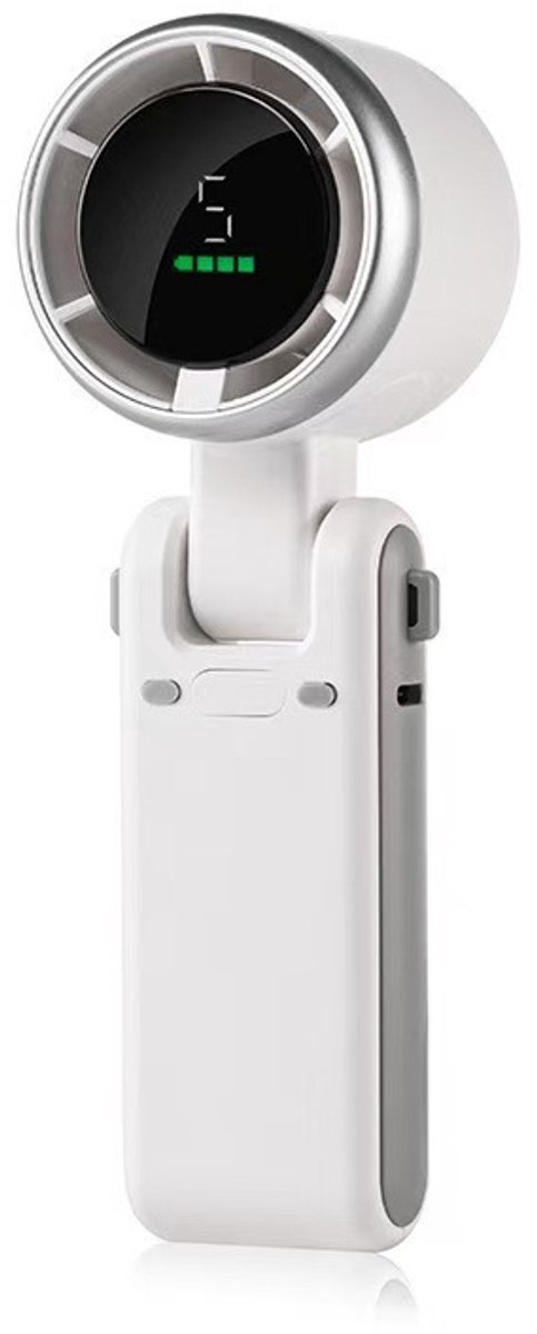 Draagbare mini-turboventilator, oplaadbare reisventilator via USB, 5 windsnelheden, 15.000 toeren per minuut, tot 10 uur batterijduur, opvouwbaar voor gebruik in de hand, om de nek of op het bureau, stille 3-in-1 koelventilator (wit).
