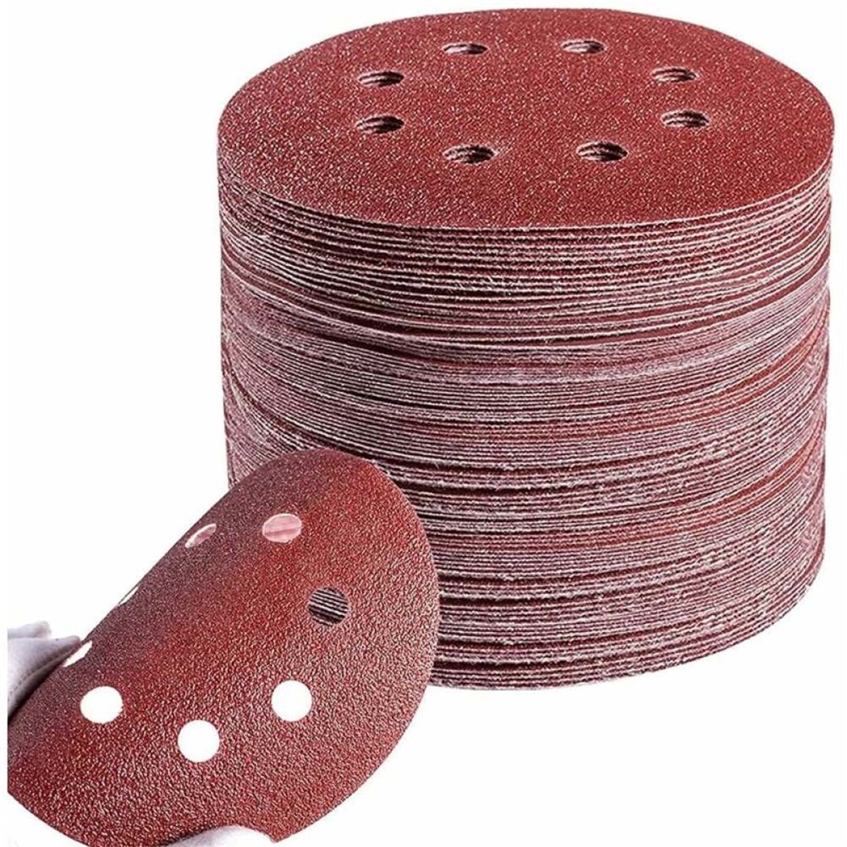 carmdering - Schuurpapier - Rond - 100 stuks-delige schuurbladset voor excenterschuurmachines 125 mm geperforeerd - - 8 gaten - 60#/80#/100#/120#/240#
