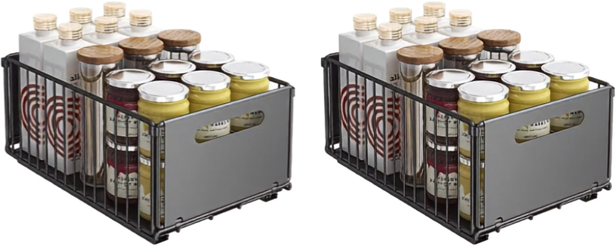 Geargalaxy Keuken Organizer - Opbergrek - Kast Organizer - Schuiflade Organizer - Kruidenrek - Opbergbak - Set van 2 - 24,5x37,5x19cm