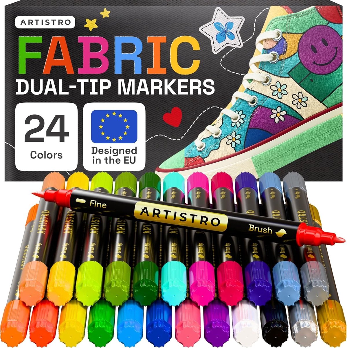 Dubbelzijdige Textielstiften - Diverse Kleuren - Permanente Inkt - Sneldrogend - Voor Creatieve Textielprojecten