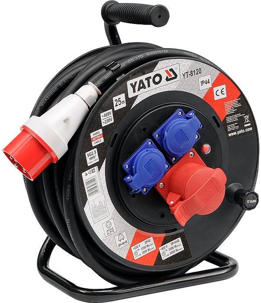 Yato Kabelhaspel 25 m, 5G2,5 mm 230/400 V