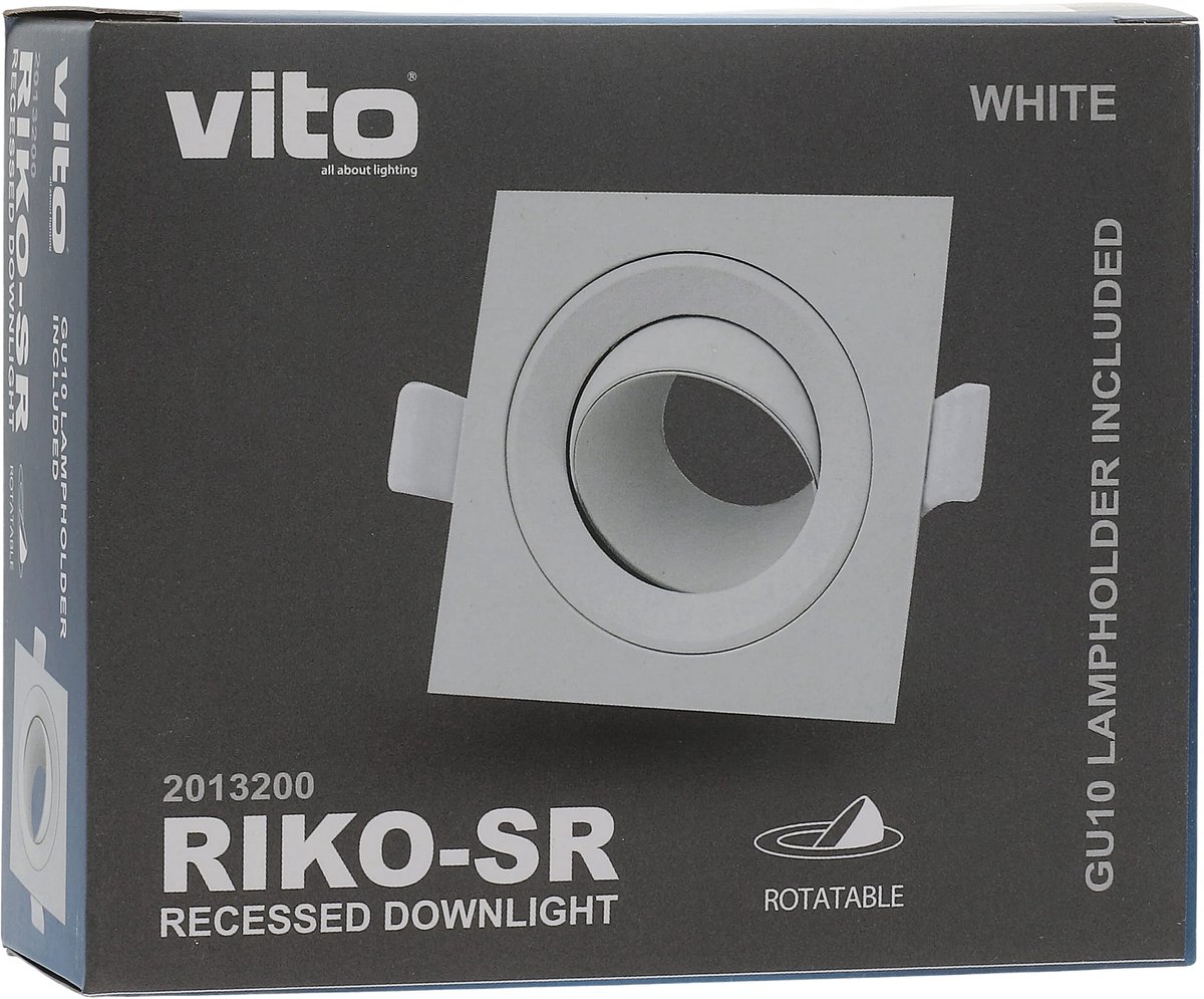 VITO Riko-SR - Vierkante Verstelbare Inbouwspot GU10 fitting - 75mm - Wit - Plafondspot met draaibare lamp
