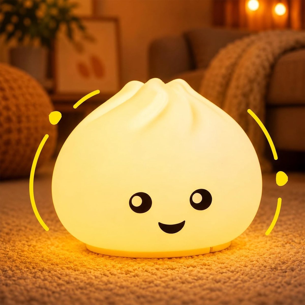 Dumpling Squishy Nachtlampje - Siliconen - Dimbaar Warm Licht - Draadloos - Voor Kinderen