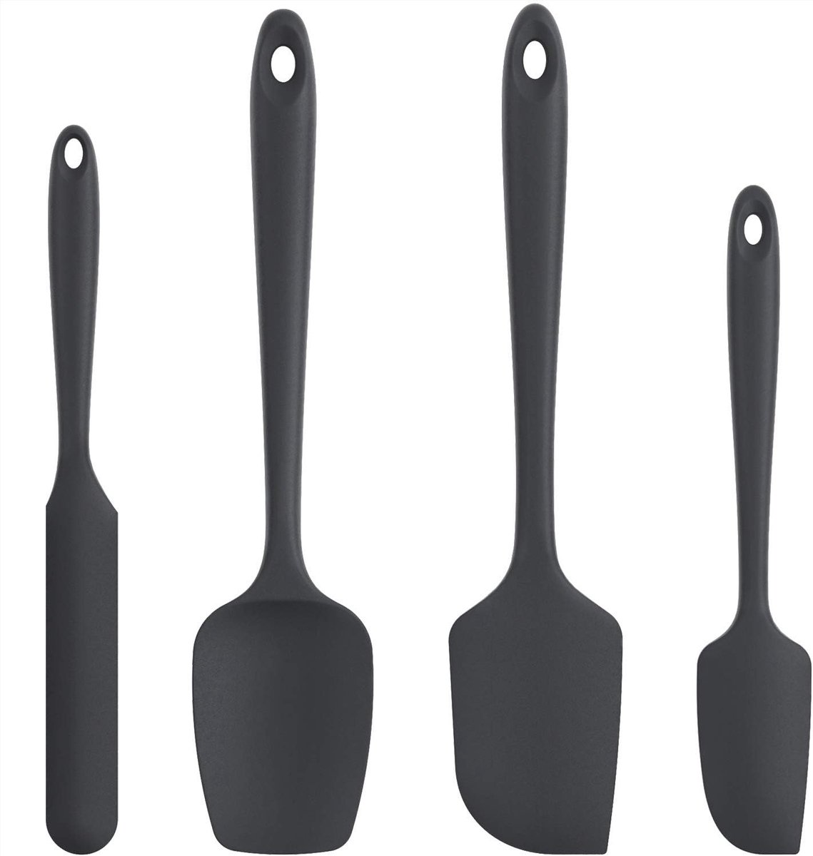 Siliconen Spatel Set - Zwarte Silicone - Hittebestendig tot 315°C - Vaatwasmachinebestendig - Voor Koken en Bakken