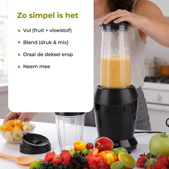 Zenvox Blender - Krachtige 1200W Juicer - 1.0 L - Smoothie Maker - Incl. To Go Beker - Ice Crush van Zenvox — afbeelding 4