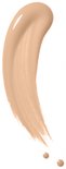 Een veeg beige foundation met druppels.