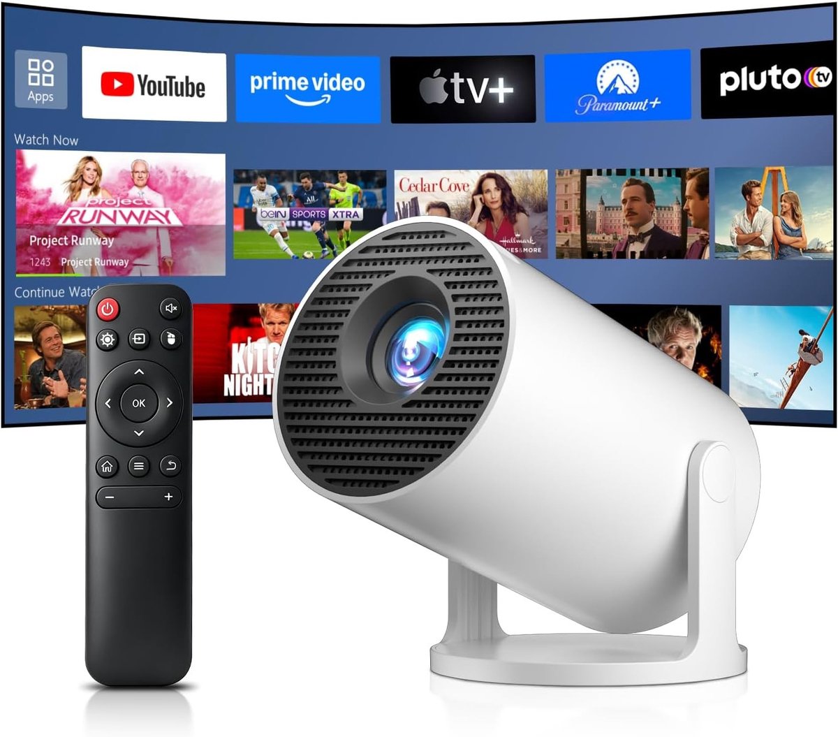 Mini Projector - Wit - 4K Ondersteuning - Android 14.0 - Voor Binnen en Buiten