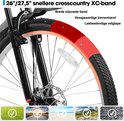 Detail van een 26"/27,5" crosscountry XC-band met brede, slipvaste band en lekbestendige velgtape.