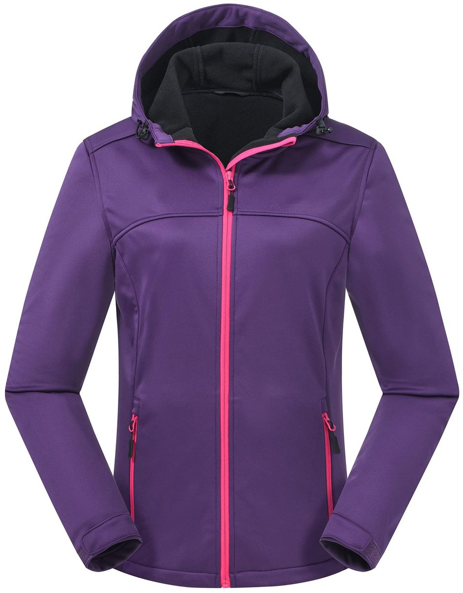 OLOEY Ademende regenjas dames warm fleece jack voor lente herfst en winter Paars