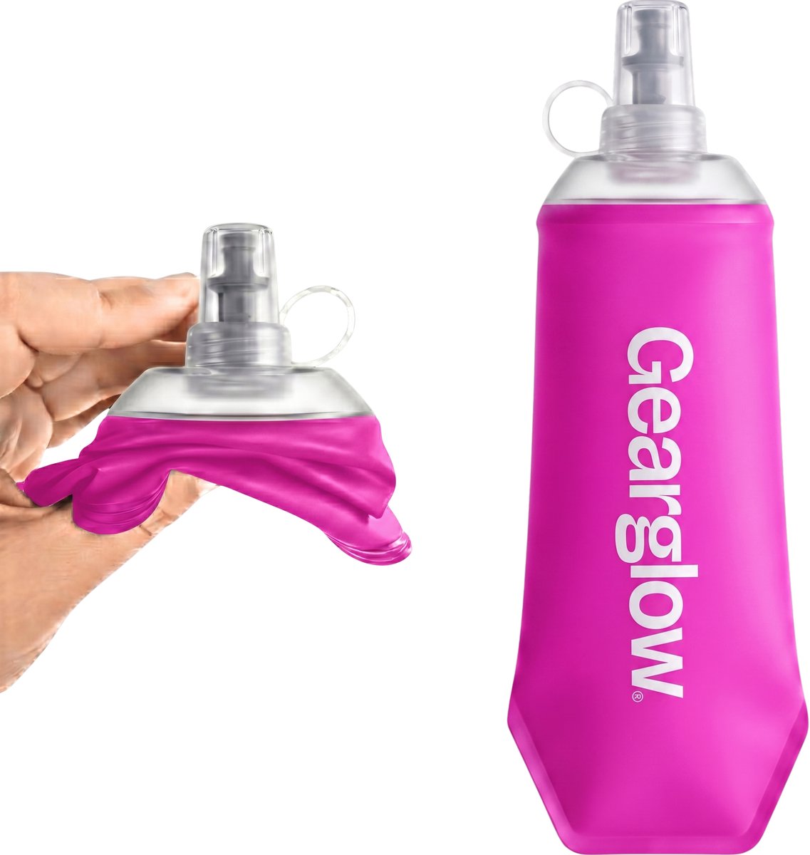 GearGlow® Soft Flask 500 ml - Opvouwbare Waterfles - Drinkfles Hardlopen - Opvouwbare Drinkfles - Roze