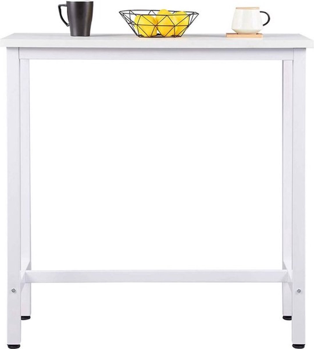 Bartafel Deluxe 100x40x100cm Wit - Metaal en Hout, Keuken en Rechthoekig - Voor Eetkamer, Woonkamer en Kantoor