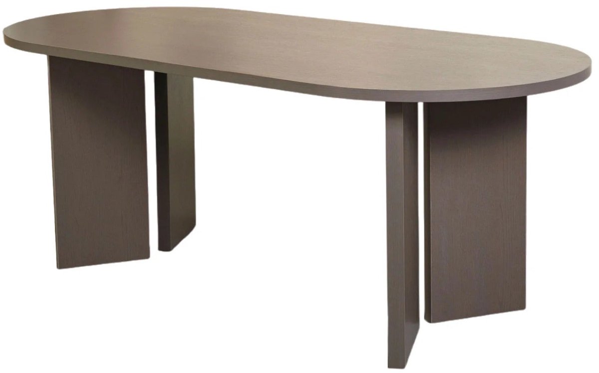 Lizzely Garden & Living Eettafel Japandi ovaal 220cm walnoot melamine Hano Japanse eetkamertafel