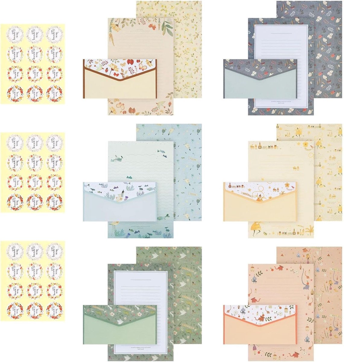 Complete Stationery Set met 36 Vellen Briefpapier en 18 Zelfklevende Enveloppen voor Uitnodigingen en Cadeaus, Perfect voor Creatieve Projecten