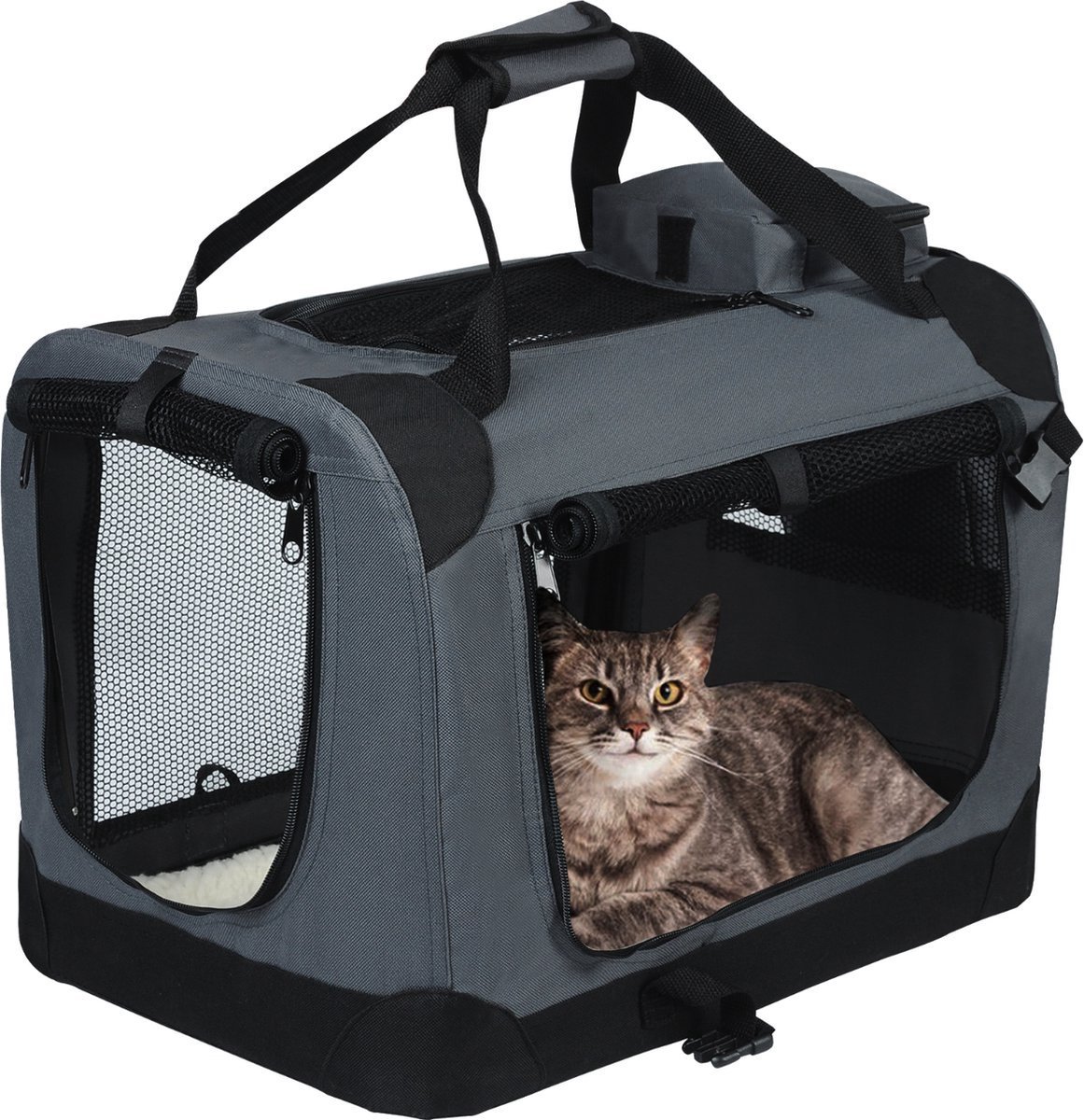 Hondenbench 81.3x58.4x58.4cm Grijs - Auto, Transportbox en Reisbench - Voor Huisdieren, Binnen en Buiten