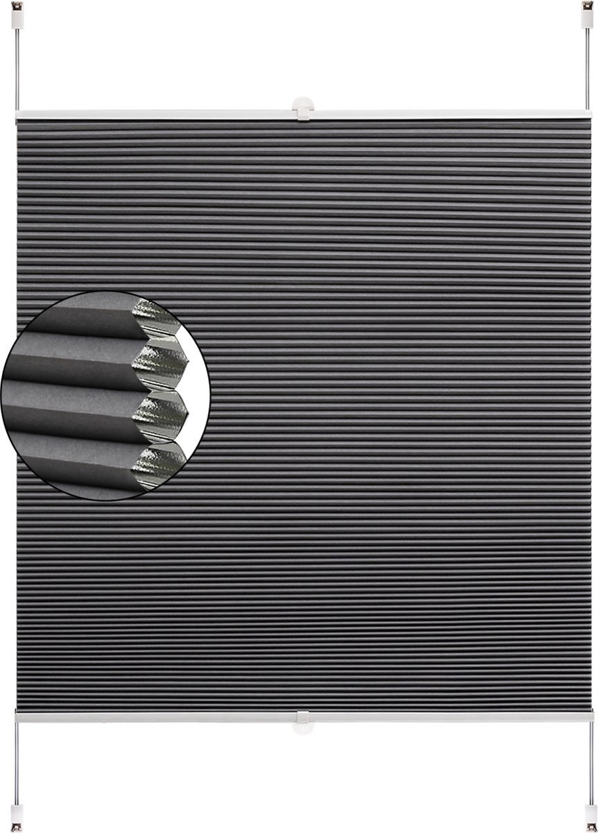 Gordijnenset 110x120cm Grijs - Lichtdoorlatend en Zonder boren - Voor Woonkamer, Slaapkamer en Privacy