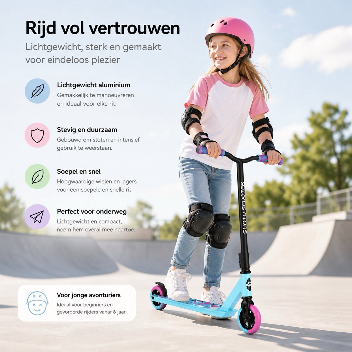 Suotu Stuntstep - Stuntstep Jongens en meisjes - 100KG - Kinderstep - Aluminium - Blauw/Roze — afbeelding 5