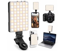 Sounix LED Video Lamp - Studiolampen - 60 LED - Selfie light - Oplaadbare - Smartphone Lamp - Zwart